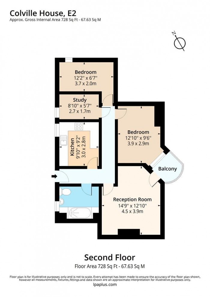 Floorplan for Flat 23, Colville House, E2