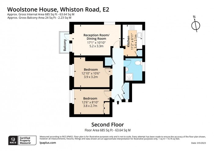 Floorplan for 9 Woolstone House, E2