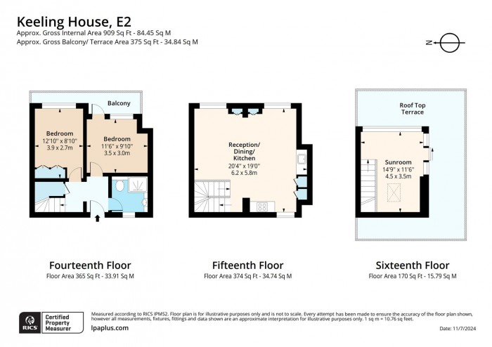 Floorplan for Flat 61 Keeling House, E2