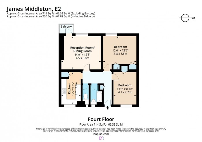 Floorplan for Flat 39, James Middleton House, E2