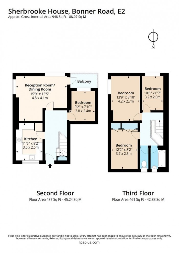 Floorplan for Flat 6, Sherbrooke House, E2