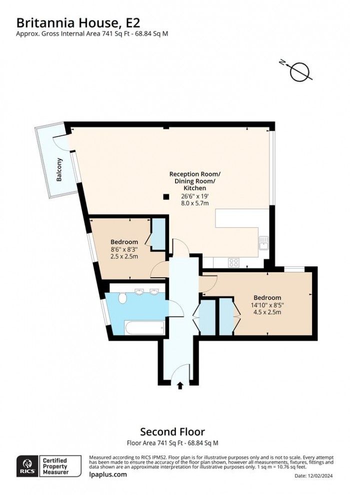 Floorplan for Flat 8, Britannia House, E2