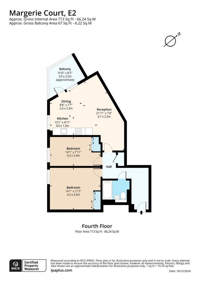 Floorplan for Apartment 406, 5, Margerie Court, E2