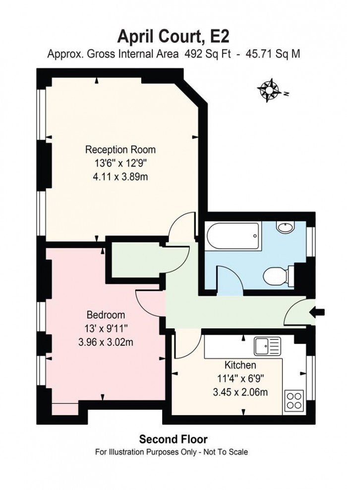 Floorplan for Flat 13, April Court, E2