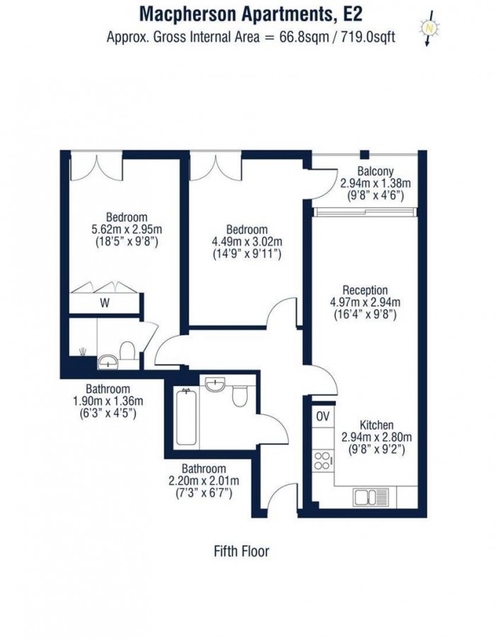 Floorplan for Flat 13, Macpherson Apartments, E2