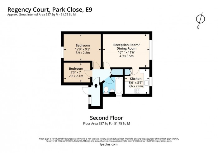 Floorplan for Flat 3, Regency Court, E9